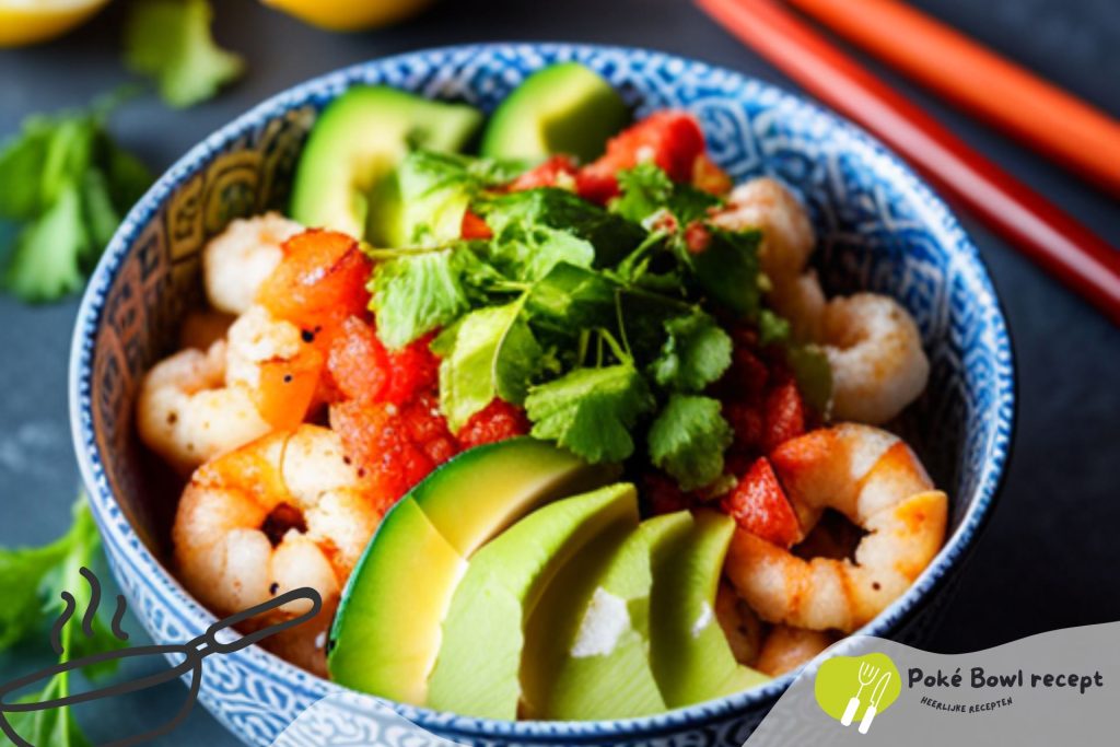 Garnalen en avocado poké bowl